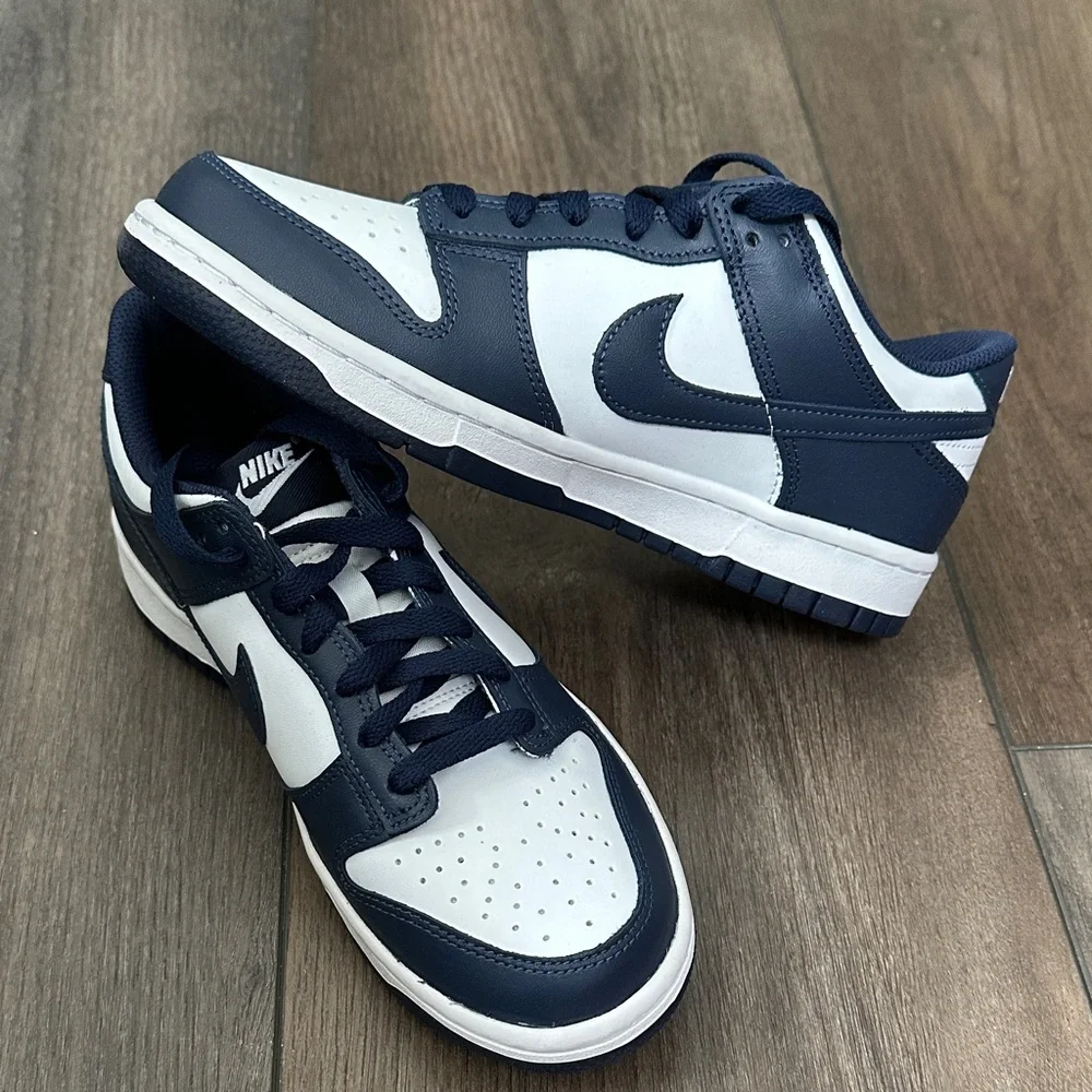 Nike Dunk Low Kids Navy and White Sneakers 6Y - Picture 4 of 5